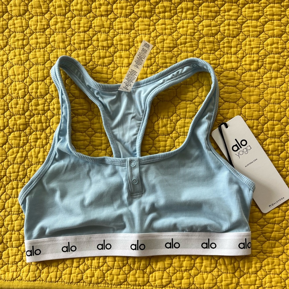 Alo NEW WITH TAG powder blue athleisure bra! Limited edition color! NEVER WORN
